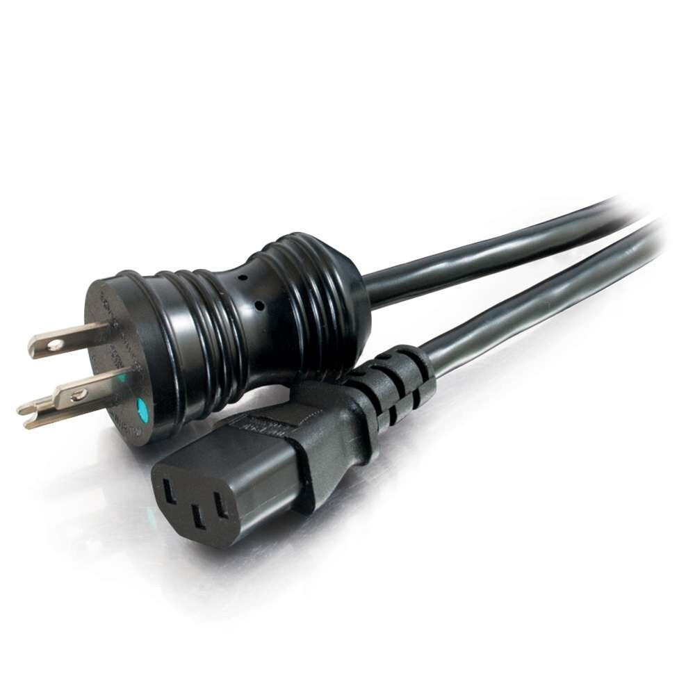 C2G 8ft (2.4m) 16 AWG Coiled Hospital Grade Power Cord (NEMA 5-15P to IEC320C13) - Black