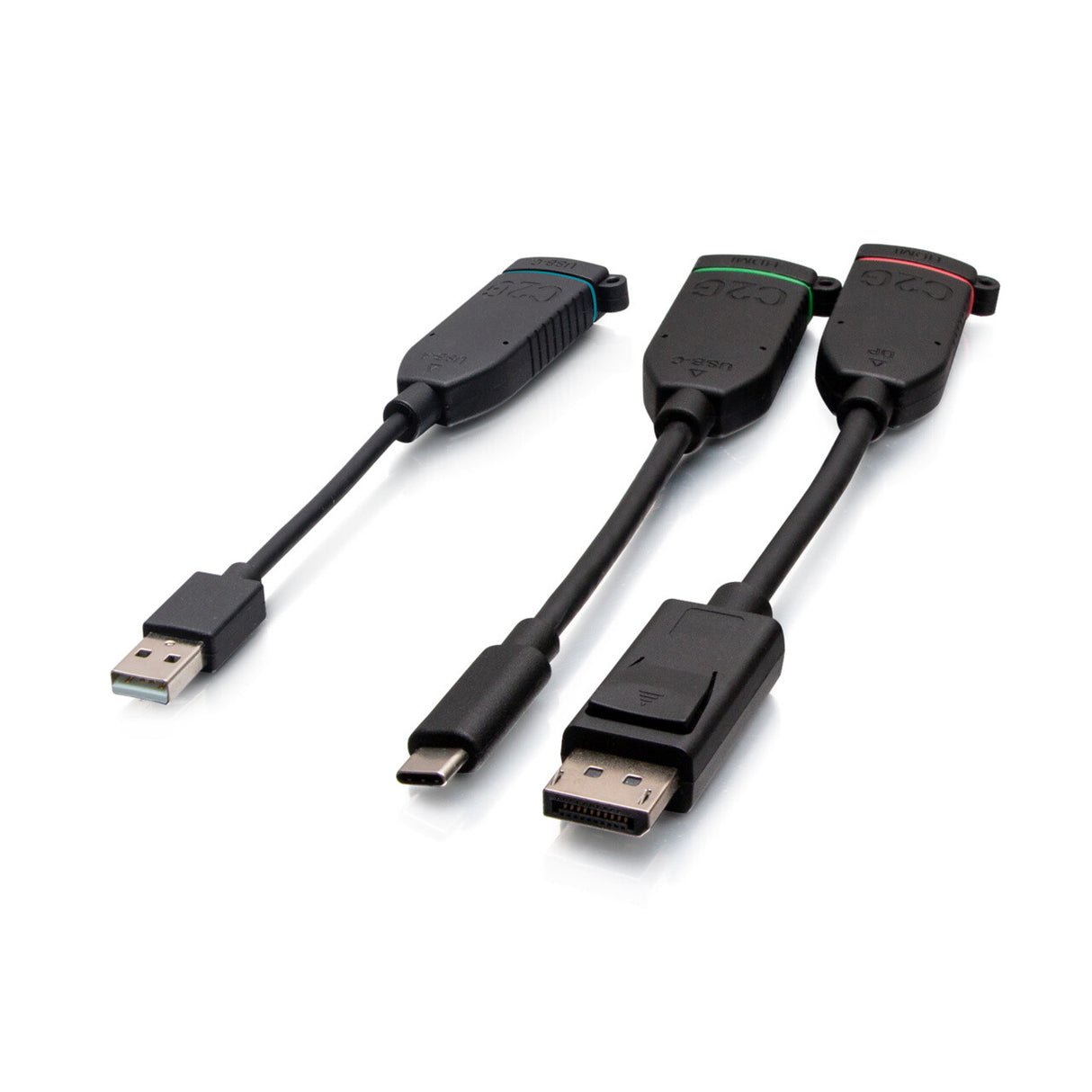 C2G 6ft (1.8m) 4K HDMI® Premium Cable and Universal Dongle Adapter Ring with Color Coded HDMI to DisplayPortTM, HDMI to USB-C®, and USB-C® to USB-A (without Pull Tab)