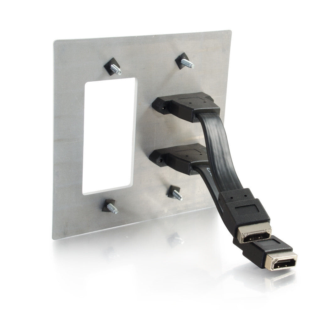 C2G Dual HDMI Pass Through Double Gang Wall Plate with One Decorative Cutout - White