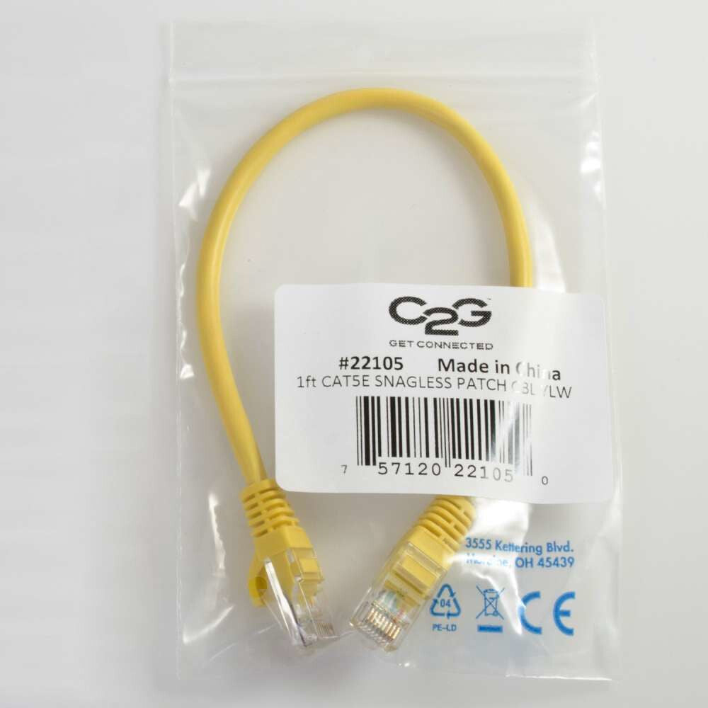 C2G 6" Cat5e networking cable Yellow 0.15 m U/UTP (UTP)