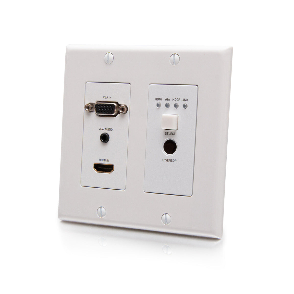 C2G HDMI® HDBaseT + VGA , 3.5mm, RS232, and IR over Cat Extender Dual Gang Wall Plate Transmitter - 4K 60Hz