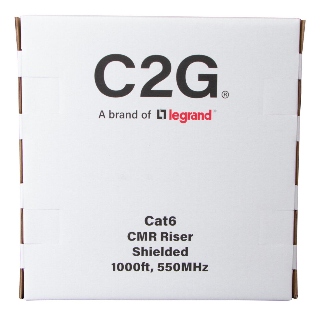 C2G 1000ft (304.8m) TAA-Compliant Cat6 Bulk Foil Shield (F/UTP) Ethernet Network Cable with Solid Conductors-Riser CMR -Rated - Blue