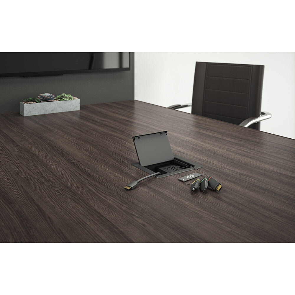 C2G Retractable Table Box Mount 4K HDMI® Adapter Ring with Color Coded Mini DisplayPort™, DisplayPort, and USB-C®