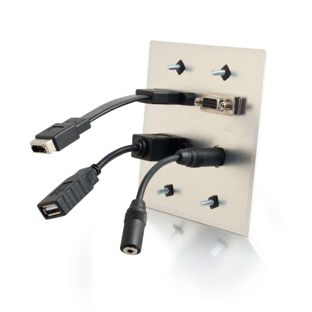 C2G 39703 socket-outlet HDMI + VGA + 3.5mm + USB B Aluminium