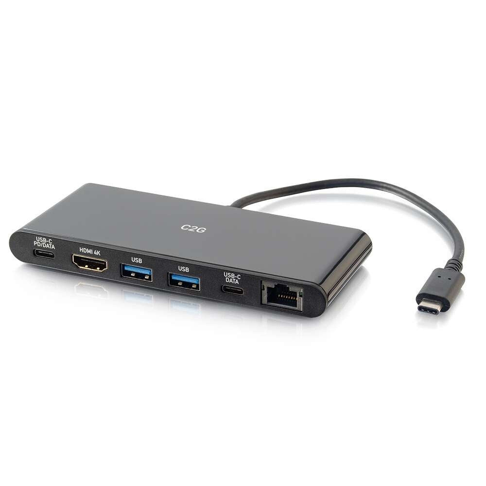 C2G USB-C® 6-in-1 Mini Dock with HDMI®, Ethernet, USB and Power Delivery up to 60W - 4K 30Hz