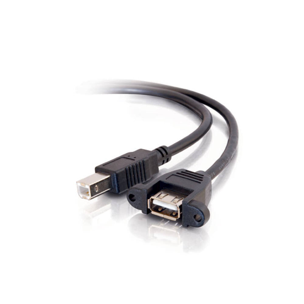 C2G 2ft (0.6m) Panel-Mount USB 2.0 A Female to B Male Cable