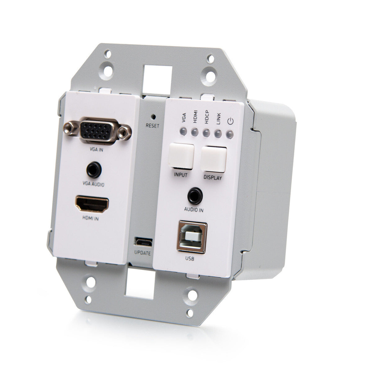 C2G HDMI® HDBaseT + VGA, 3.5mm, and USB-B to A over Cat Extender Wall Plate Transmitter to Box Receiver - 4K 60Hz