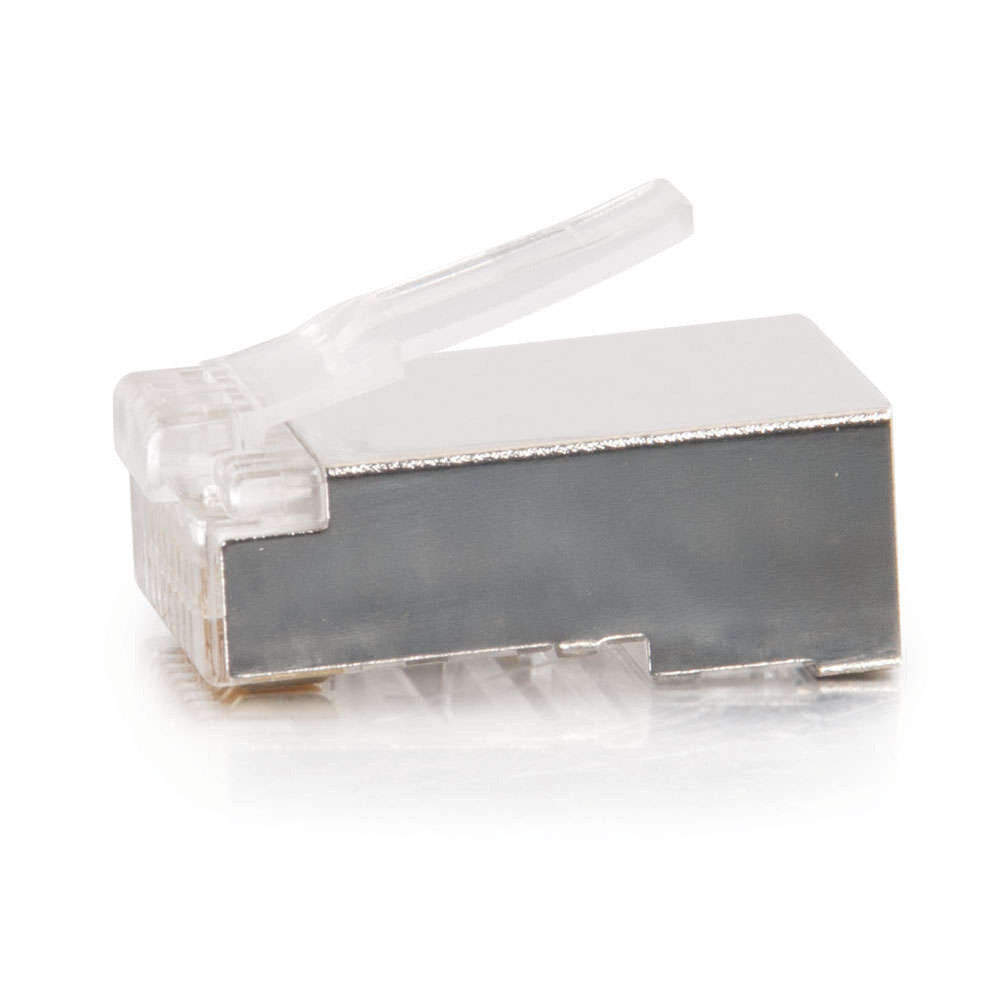 C2G RJ45 Shielded Cat5e Modular Plug (with Load Bar) for Round Solid or Stranded Cable 50 Pack