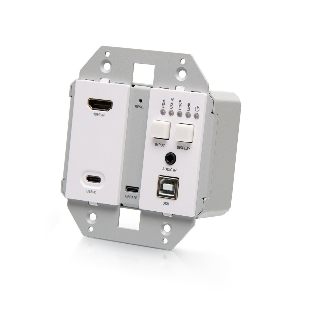 C2G HDMI® HDBaseT + USB-C®, 3.5mm, and USB-B to A over Cat Extender Wall Plate Transmitter to Box Receiver - 4K 60Hz
