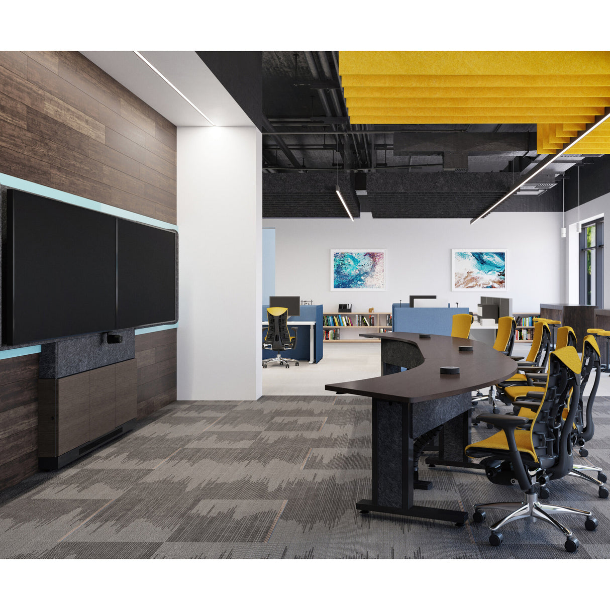 Middle Atlantic ForumTM Floor-to-Wall Mounted 66" (3 Bay) Display Stand for (2) 56" to 65" Displays, Dark Finish