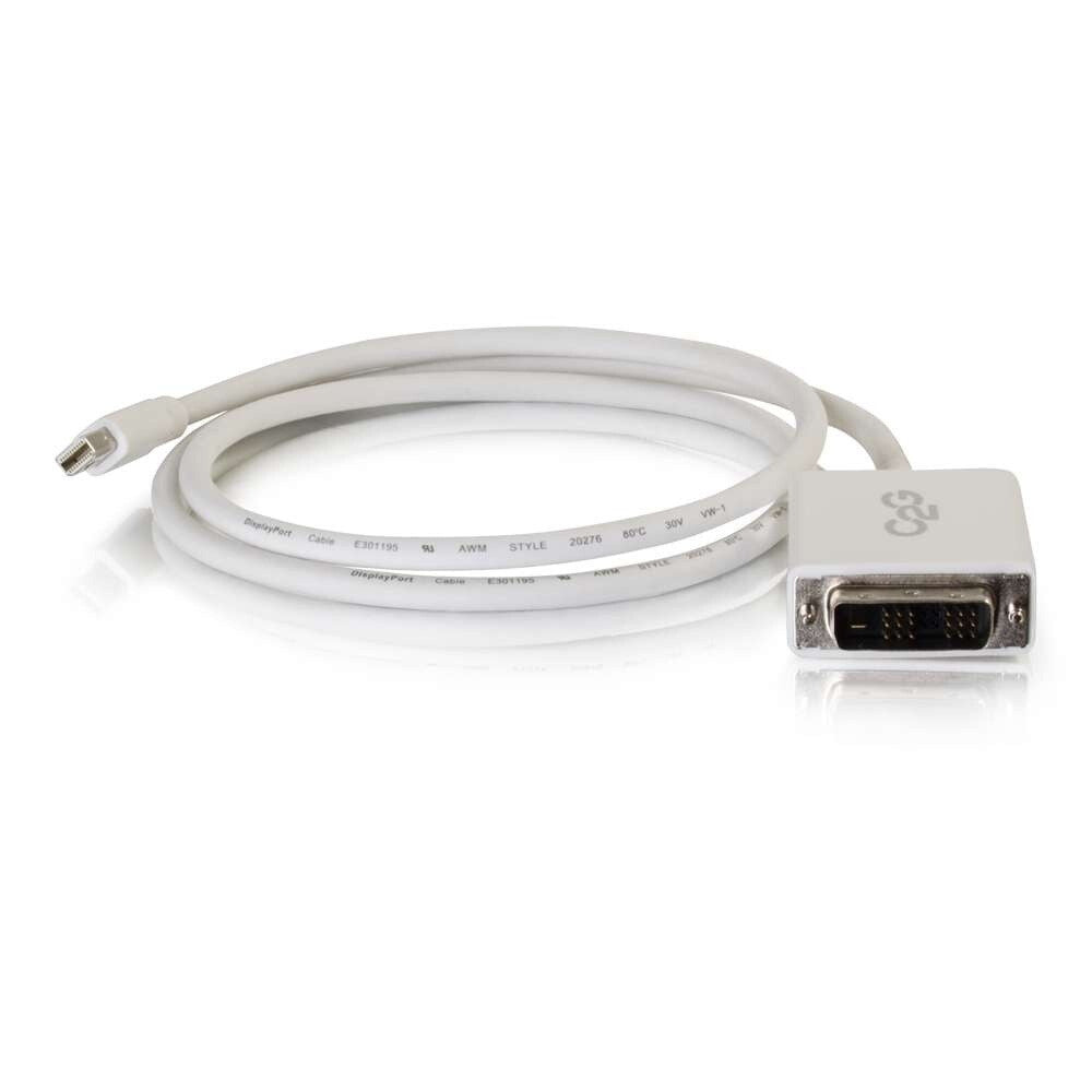 C2G 3ft (0.9m) Mini DisplayPortTM Male to Single Link DVI-D Male Adapter Cable - White