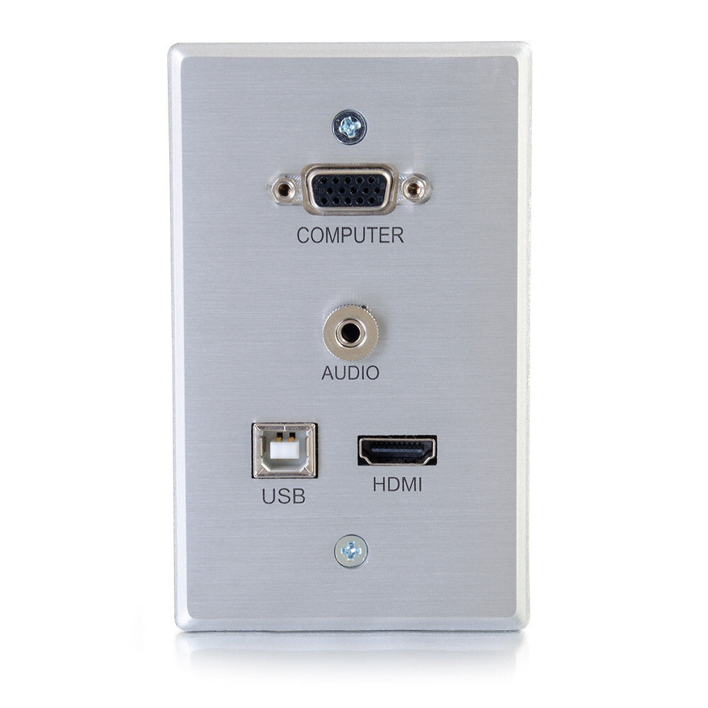 C2G RapidRun VGA + 3.5mm + HDMI and USB Pass Through Single Gang Wall Plate