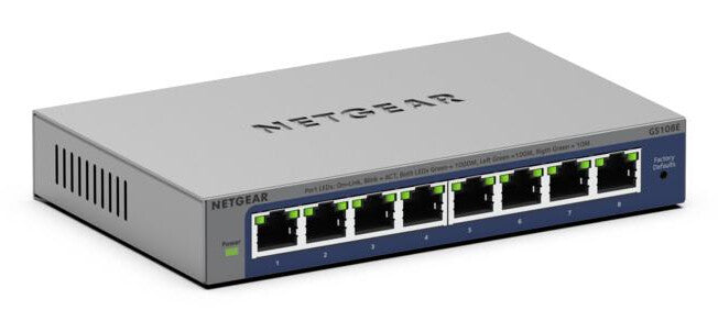 NETGEAR GS108E-400NAS network switch Unmanaged L2/L3 Gigabit Ethernet (10/100/1000) Grey