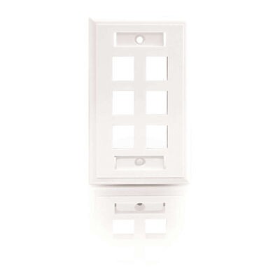 C2G 6-Port Multimedia Keystone Wall Plate - White