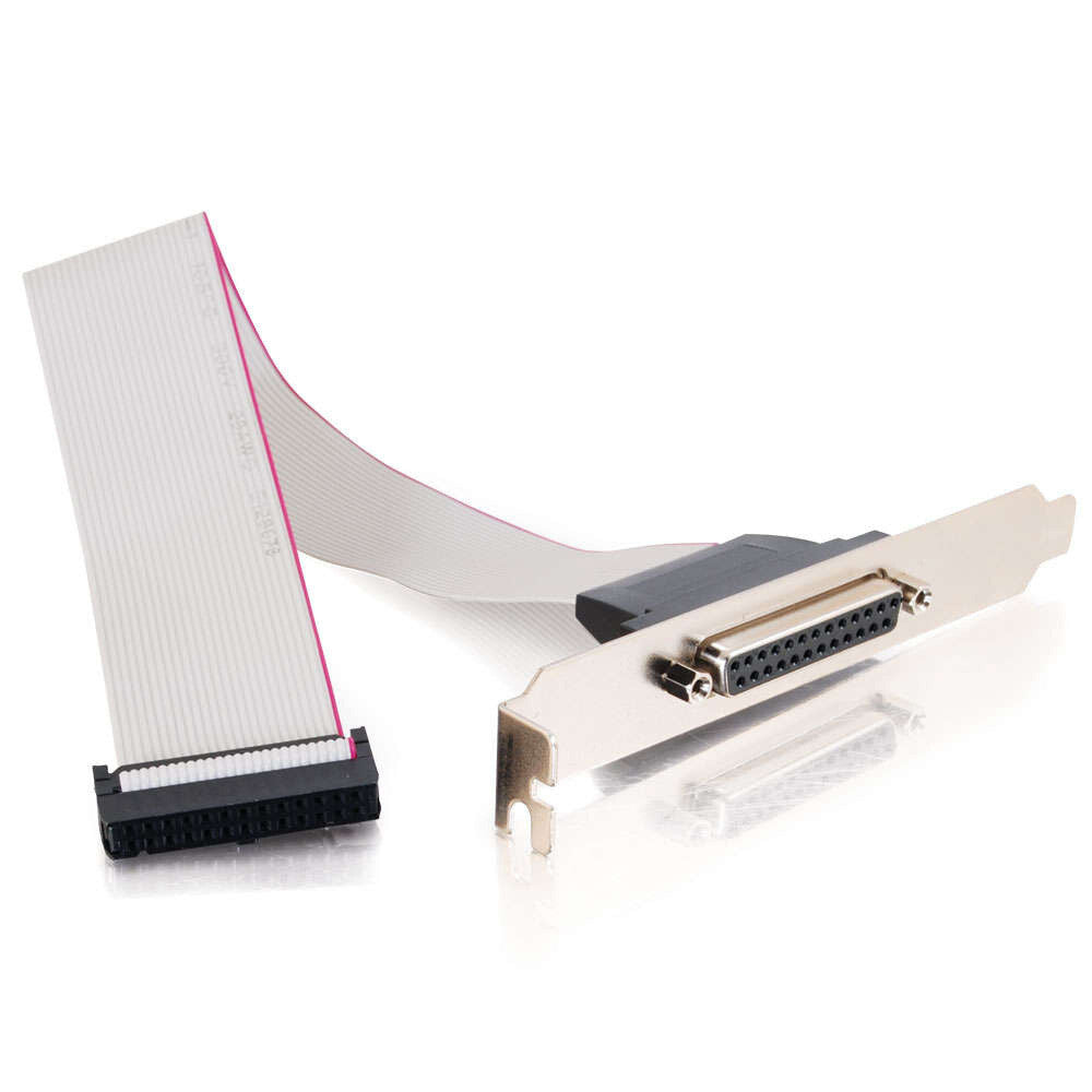 C2G 11in DB25 Female Parallel Add-A-Port Adapter Cable with Bracket