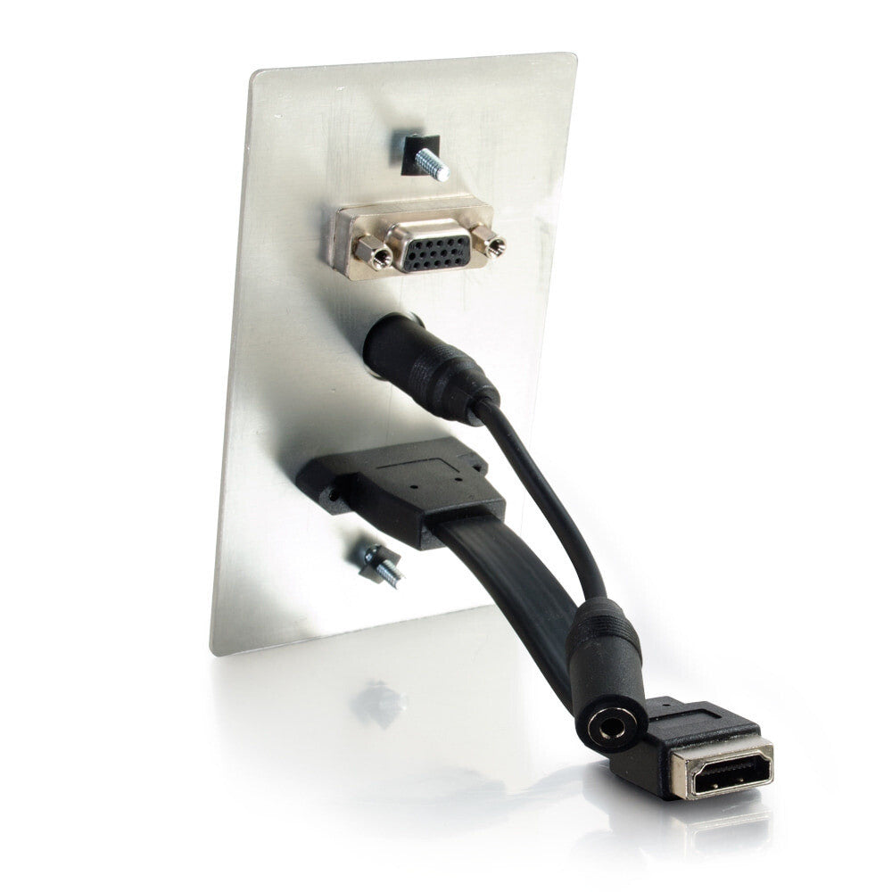 C2G HDMI, VGA plus 3.5mm Pass Through Single Gang Wall Plate - Aluminum