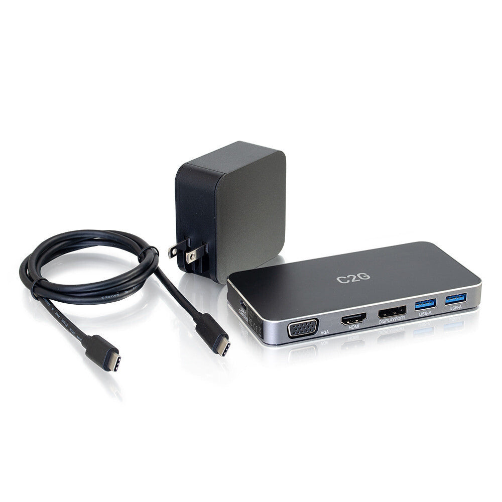 C2G USB-C® 7-in-1 Dual Display MST Docking Station with HDMI®, DisplayPortTM, VGA and Power Delivery