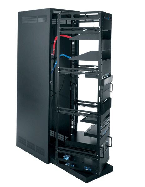 Middle Atlantic Products Roll Out Rotating System in Steel Host Enclosure 44 space Freestanding rack Black