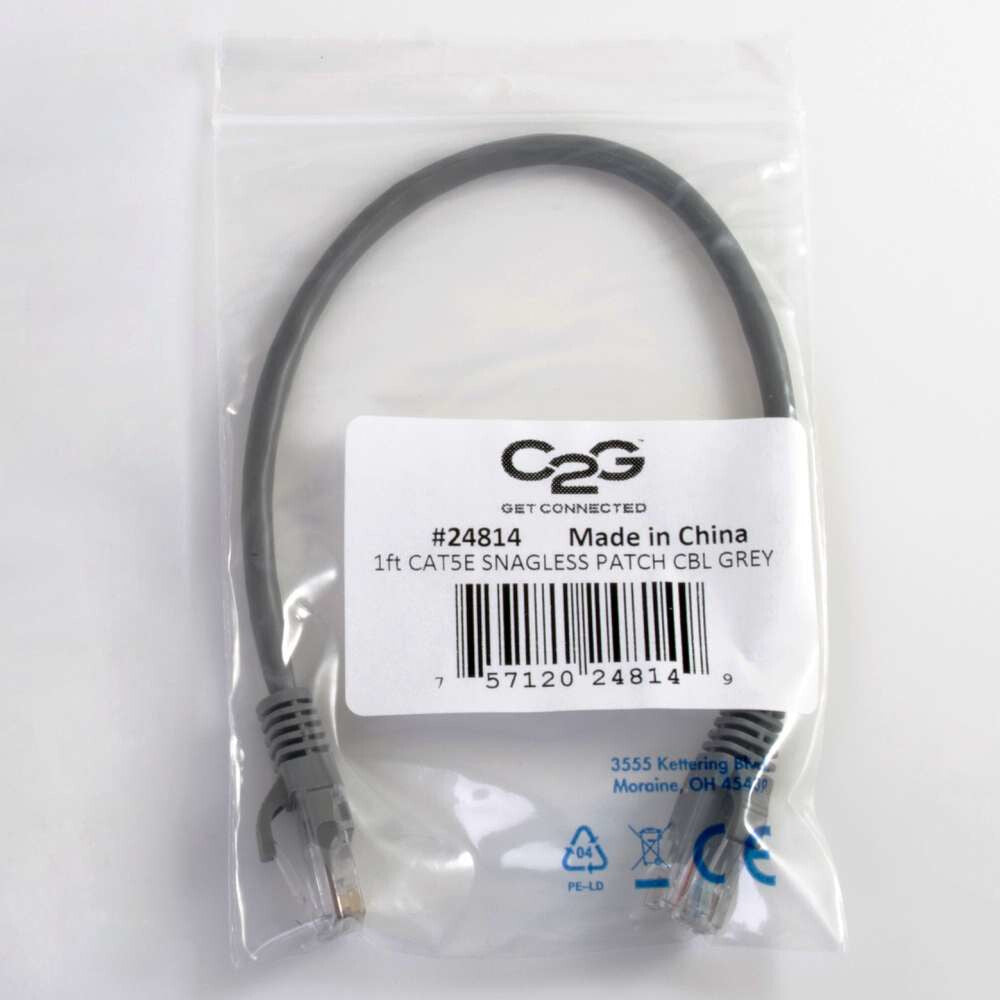 C2G 6" Cat5e networking cable Grey 0.15 m U/UTP (UTP)