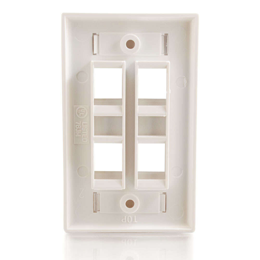 C2G Four Port Keystone Single Gang Wall Plate - White