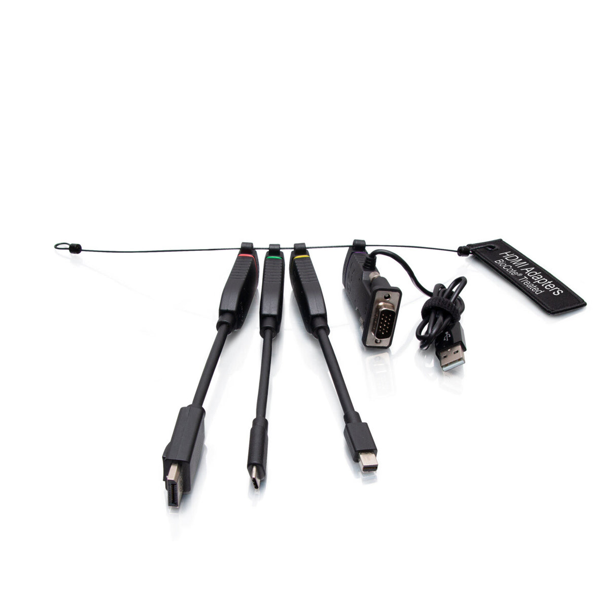 C2G Universal 4K HDMI® Dongle Adapter Ring including Color Coded Mini DisplayPort™, DisplayPort, USB-C®, and VGA Adapters with Antimicrobial Protection Technology