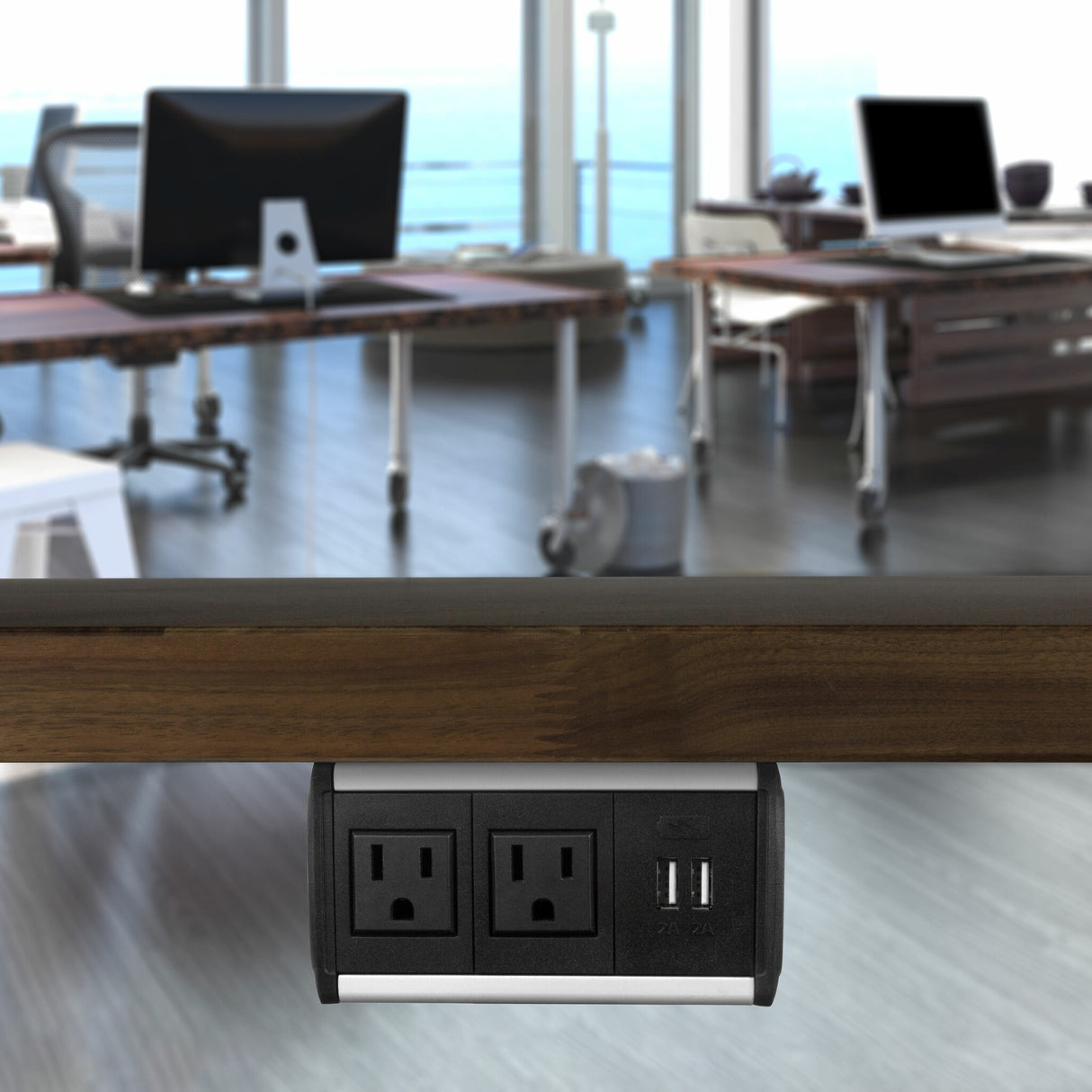 FSR SYM-UT-2AC-1CA-ABB socket-outlet 2 x Type B + 2 x USB Type A Black, Grey