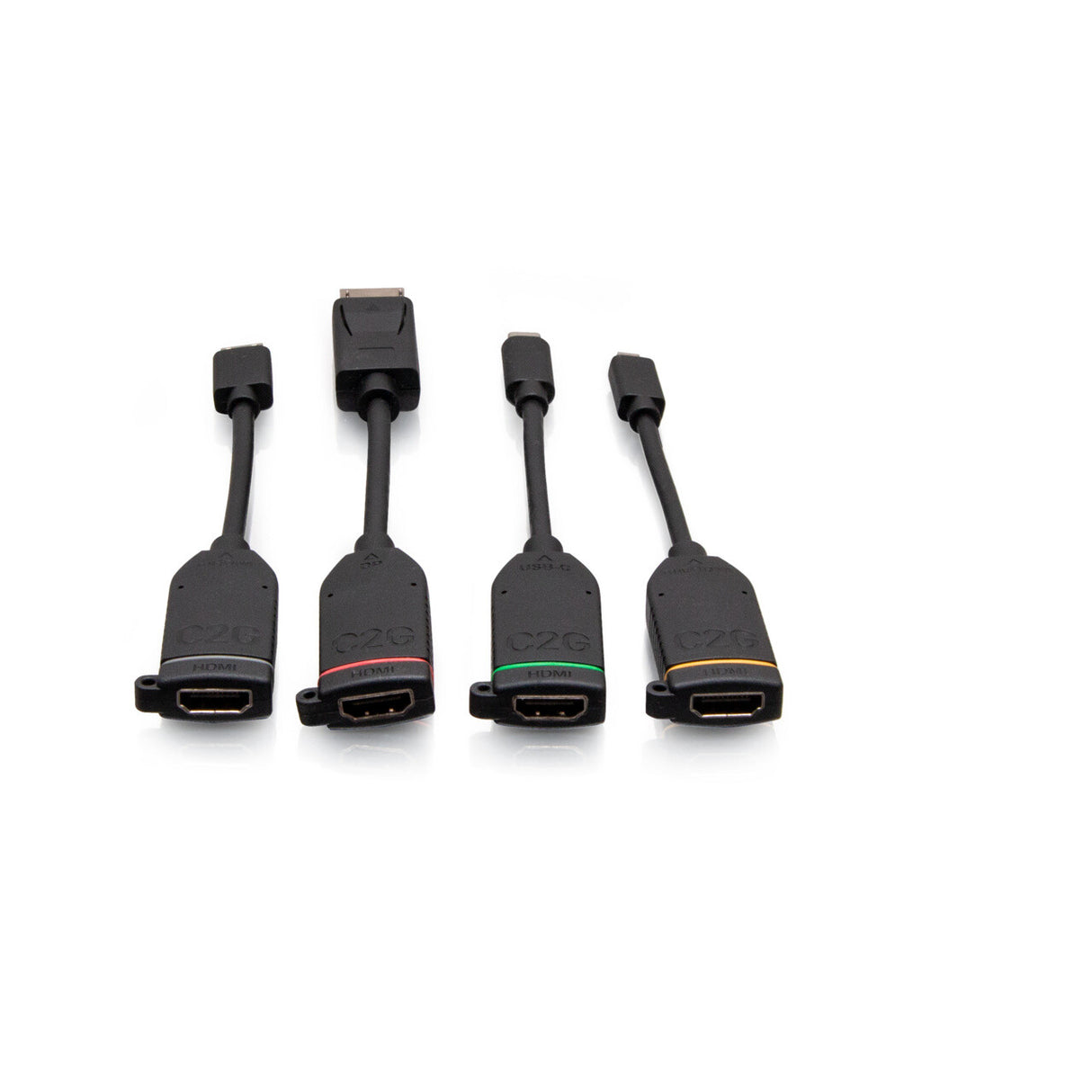 C2G Universal 4K HDMI® Dongle Adapter Ring including Color Coded DisplayPort™, USB-C®, Mini HDMI, and Micro HDMI Adapters with Antimicrobial Protection Technology