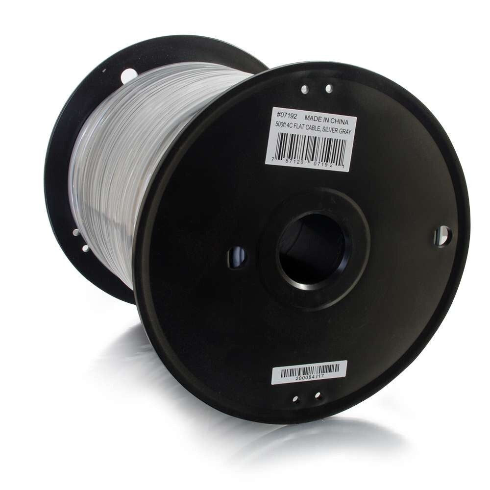 C2G 500ft (152.4m) 28AWG 4-Conductor Silver Satin Modular Flat Telephone Cable Reel