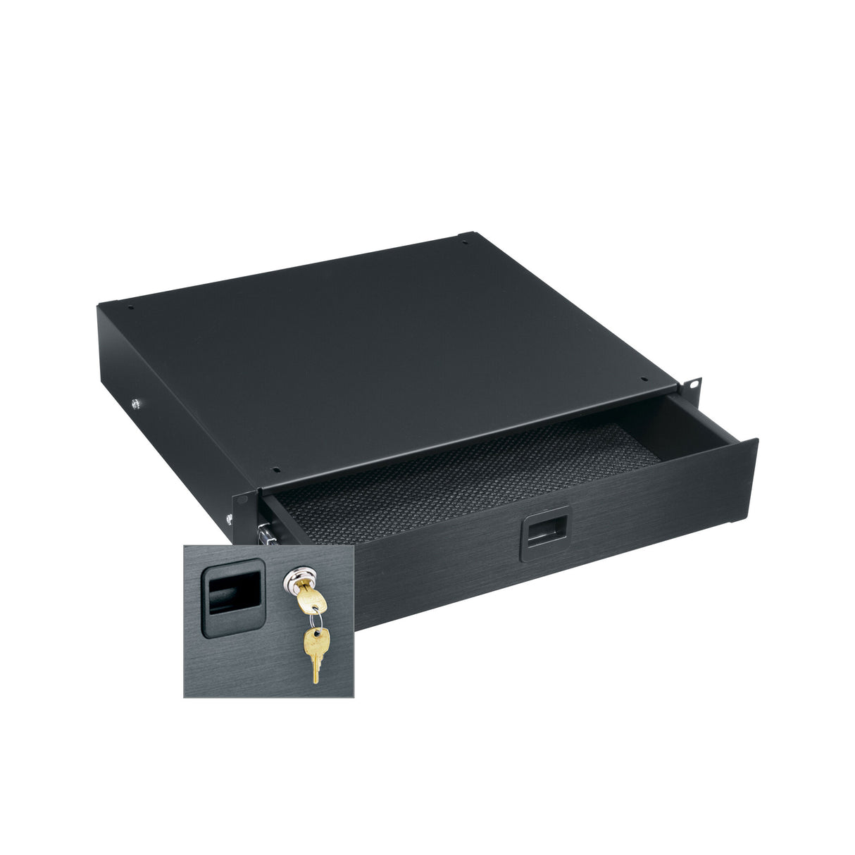 Middle Atlantic 2 RU Rackmount Drawer, Black Brushed and Anodized with Lock