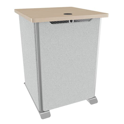 Middle Atlantic Products Forum Side Cart Rack, 16RU, 27" Deep, Wilsonart Kensington Maple, Magnesium Powdercoat, Silver Gray Felt