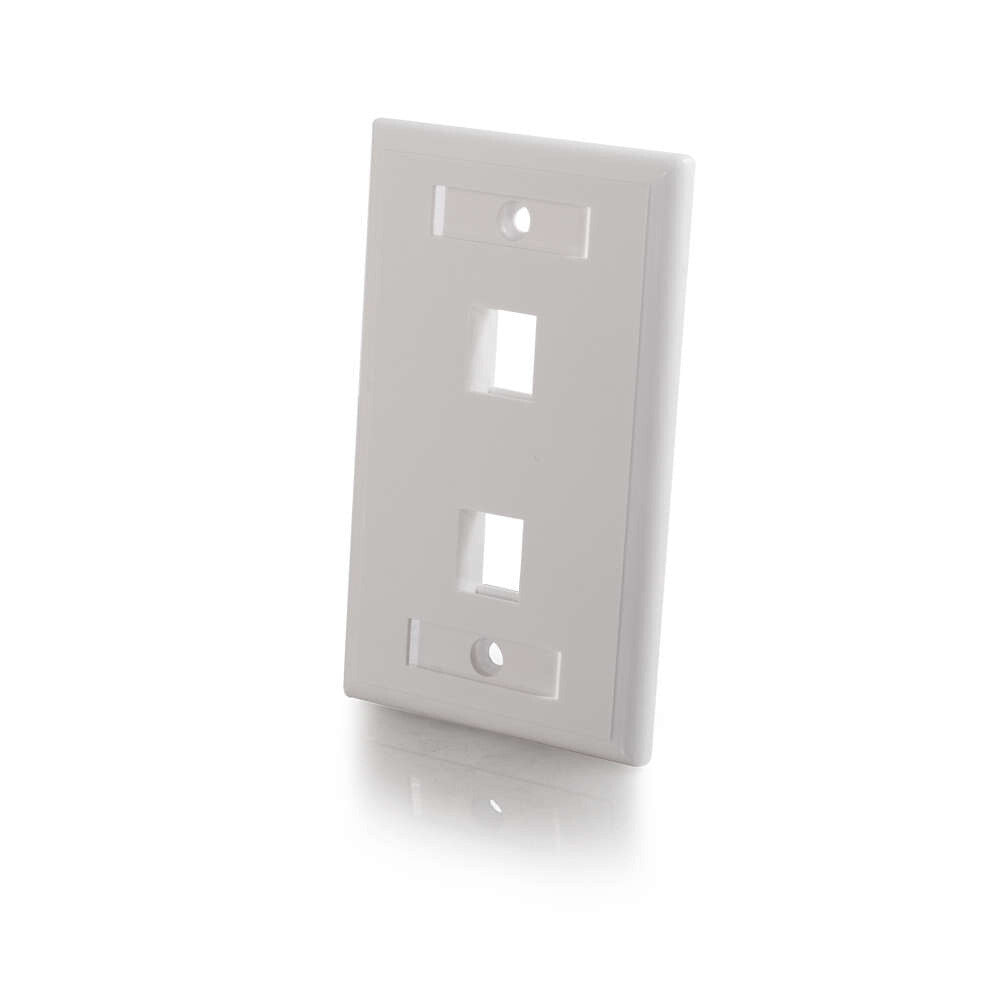 C2G Two Port Keystone Single Gang Wall Plate - White