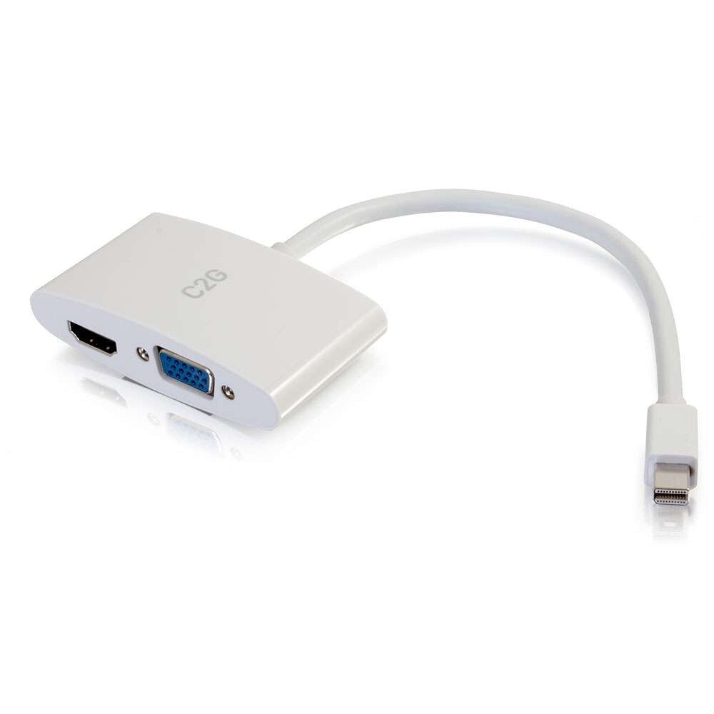 C2G 8in Mini DisplayPortTM Male to 4K HDMI® or VGA Female Adapter Converter - White