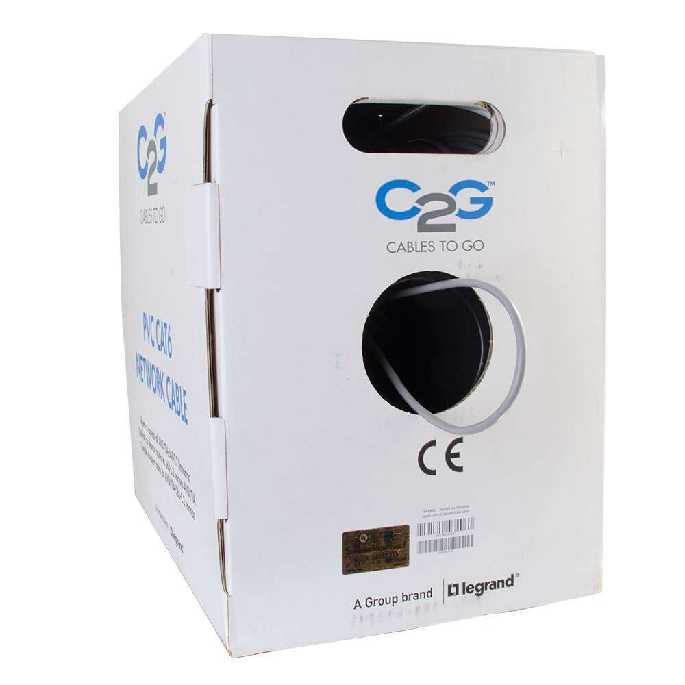 C2G 1000ft (304.8m) Cat6 Bulk Unshielded UTP Ethernet Network Cable with Stranded Conductors In-Wall CM-Rated - Gray