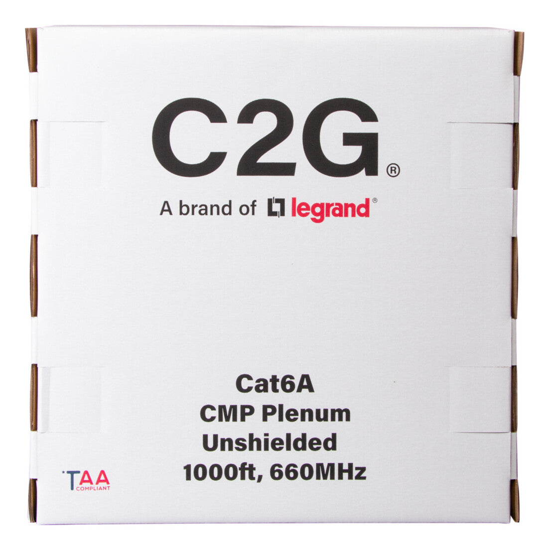 C2G 1000ft (304.8m) TAA-Compliant Cat6a Bulk Unshielded (UTP) Ethernet Network Cable with Solid Conductors-Plenum CMP-Rated - Blue