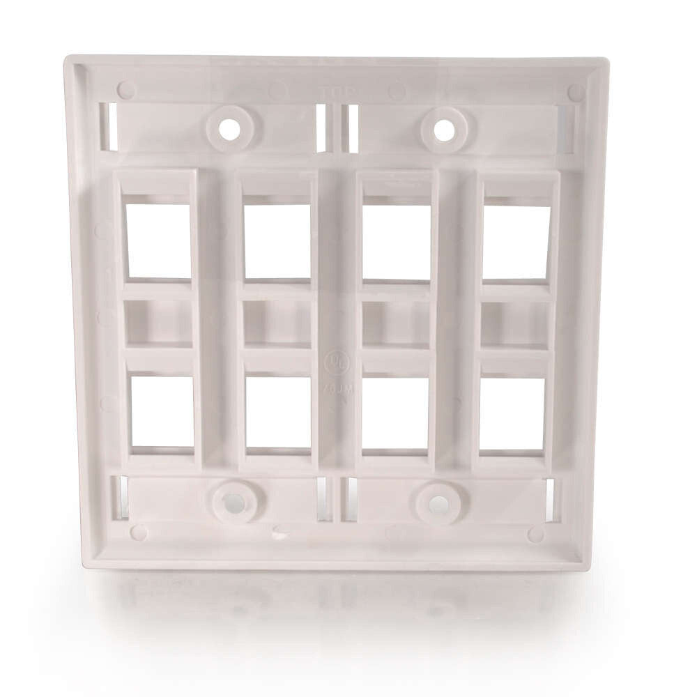 C2G 8-Port Double Gang Multimedia Keystone Wall Plate - White