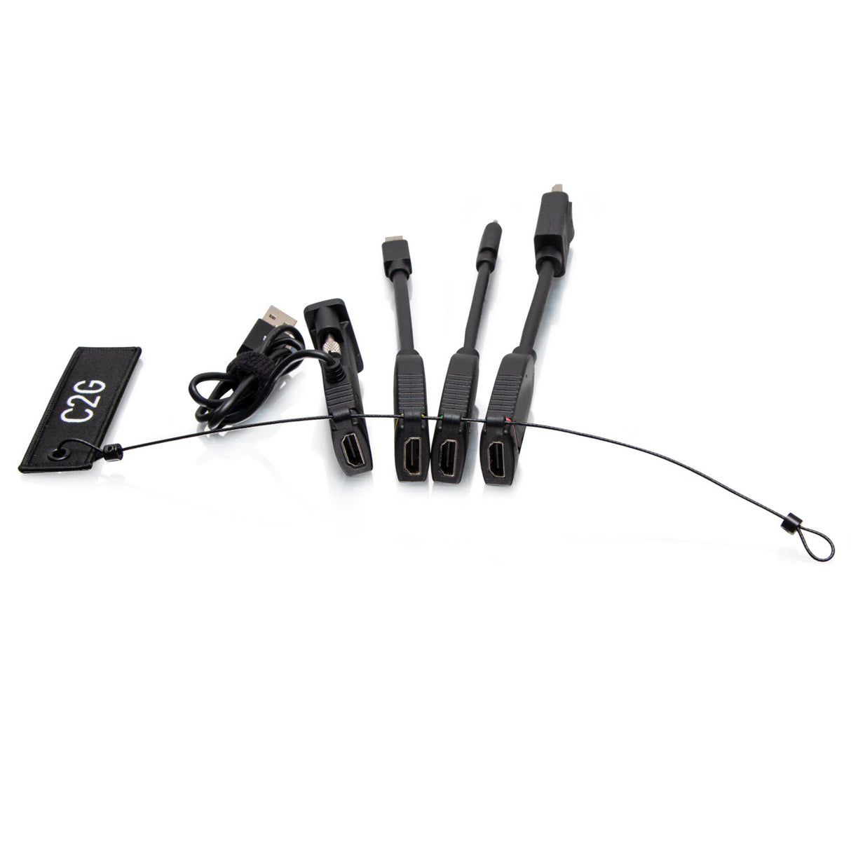 C2G Universal 4K HDMI® Dongle Adapter Ring including Color Coded Mini DisplayPort™, DisplayPort, USB-C®, and VGA Adapters with Antimicrobial Protection Technology