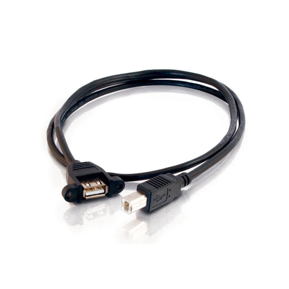 C2G 2ft (0.6m) Panel-Mount USB 2.0 A Female to B Male Cable