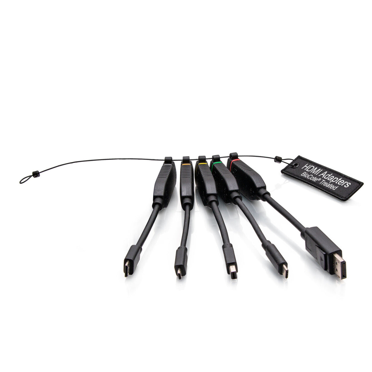 C2G Universal 4K HDMI® Dongle Adapter Ring including Color Coded Mini DisplayPort™, DisplayPort, USB-C®, Mini HDMI, and Micro HDMI Adapters with Antimicrobial Protection Technology