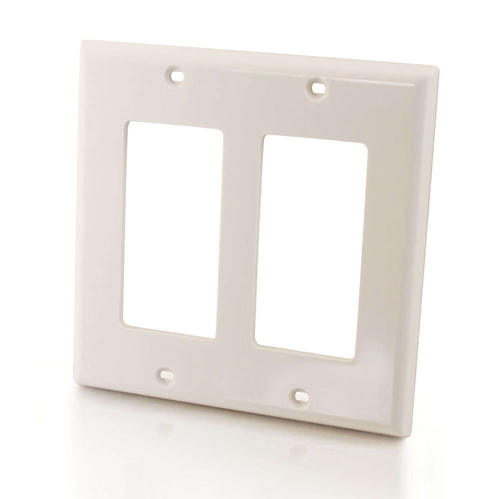 C2G Decorative Two Cutout Double Gang Walls- White
