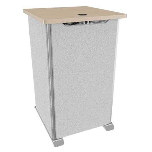 Middle Atlantic Products Forum Side Cart Rack, 20RU, 27" Deep, Wilsonart Kensington Maple, Magnesium Powdercoat, Silver Gray Felt