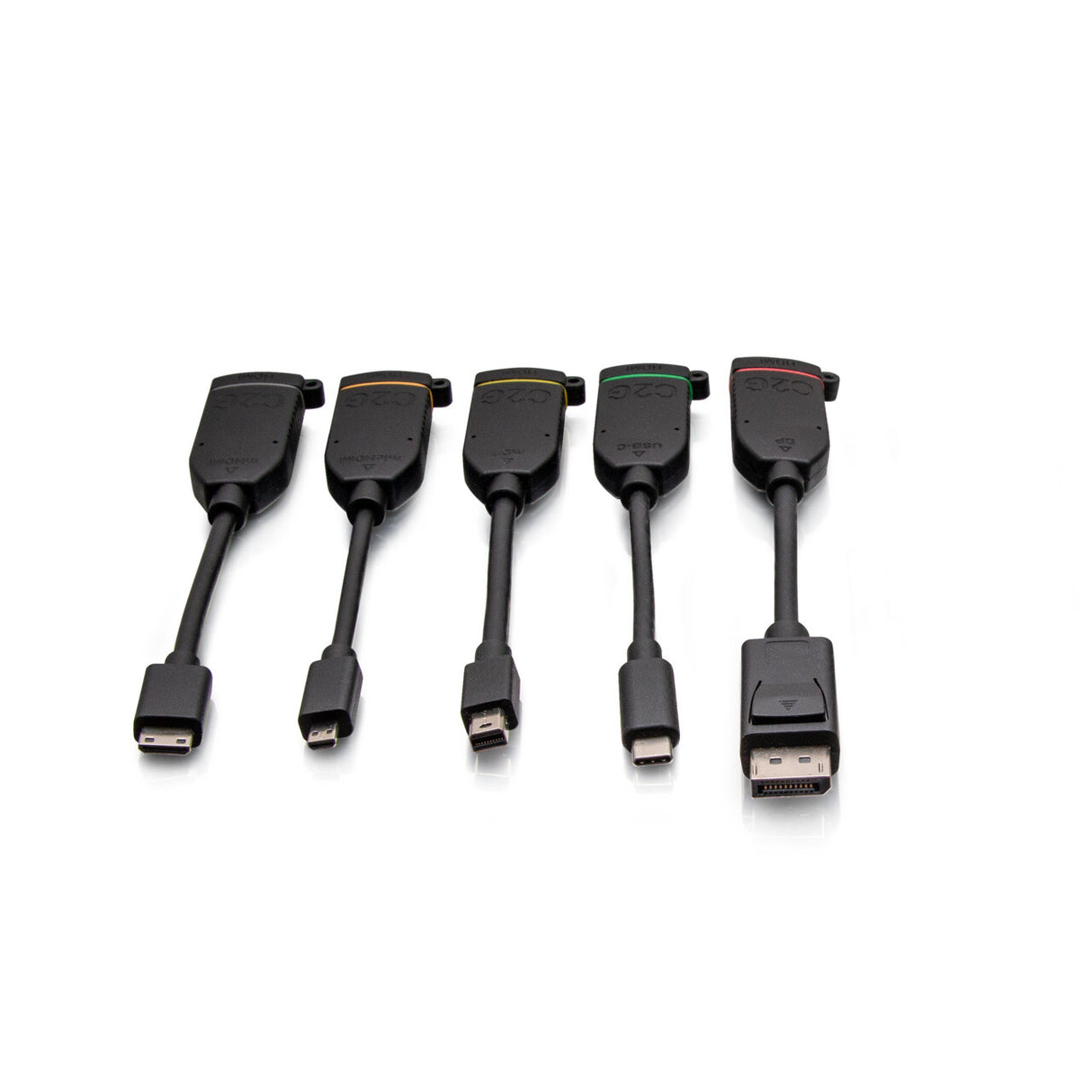 C2G Universal 4K HDMI® Dongle Adapter Ring including Color Coded Mini DisplayPort™, DisplayPort, USB-C®, Mini HDMI, and Micro HDMI Adapters with Antimicrobial Protection Technology