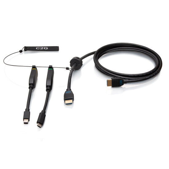 C2G 15ft (4.5m) 4K HDMI® Premium Cable and Dongle Adapter Ring with Color Coded Mini DisplayPort™ and USB-C®