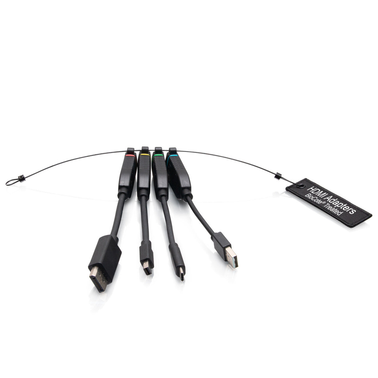 C2G Universal 4K HDMI® Dongle Adapter Ring including Color Coded Mini DisplayPort™, DisplayPort, USB-C®, and USB-A Male to USB-C Female Adapters with Antimicrobial Protection Technology