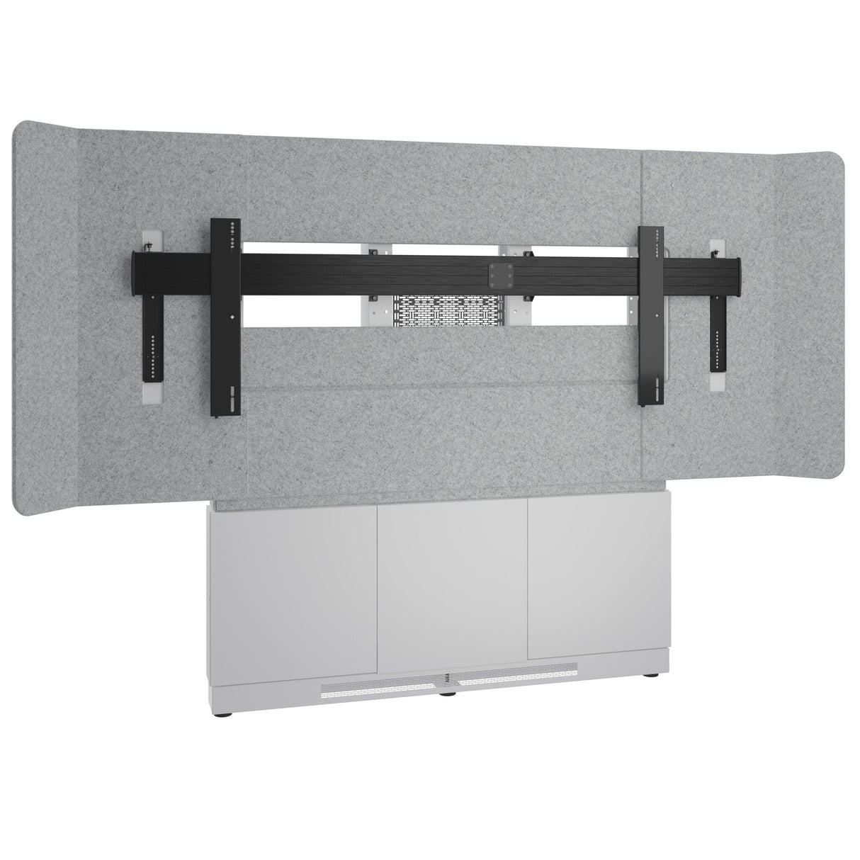 Middle Atlantic ForumTM Floor-to-Wall Mounted 66" (3 Bay) Display Stand for (1) 105" 21:9 Ultra-Wide Display, Light Finish