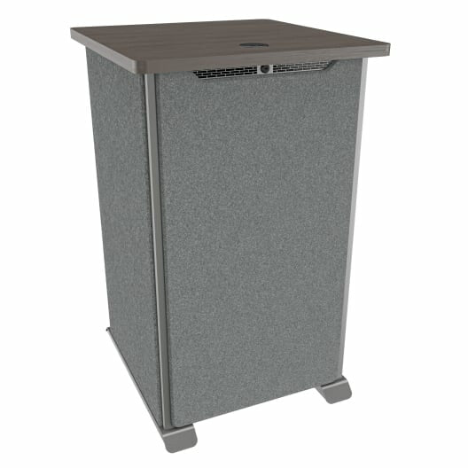 Middle Atlantic Products Forum Side Cart Rack, 20RU, 27" Deep, Wilsonart Asian Night, Graphite Powdercoat, Charcoal Gray Felt