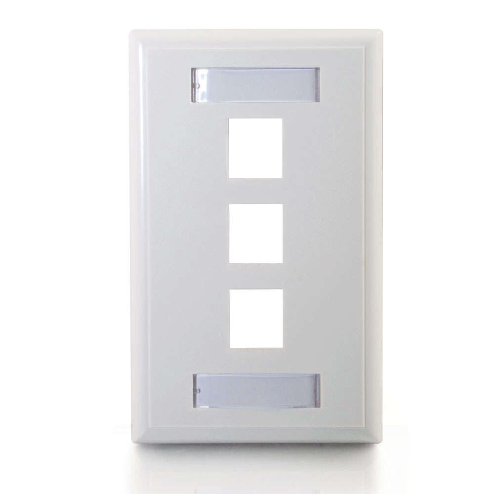 C2G Three Port Keystone Single Gang Wall Plate - White