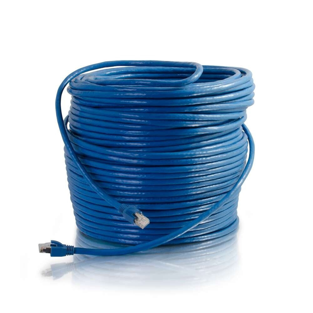 C2G 300ft (91.4m) Cat6 Snagless Solid Shielded Ethernet Network Patch Cable - Blue