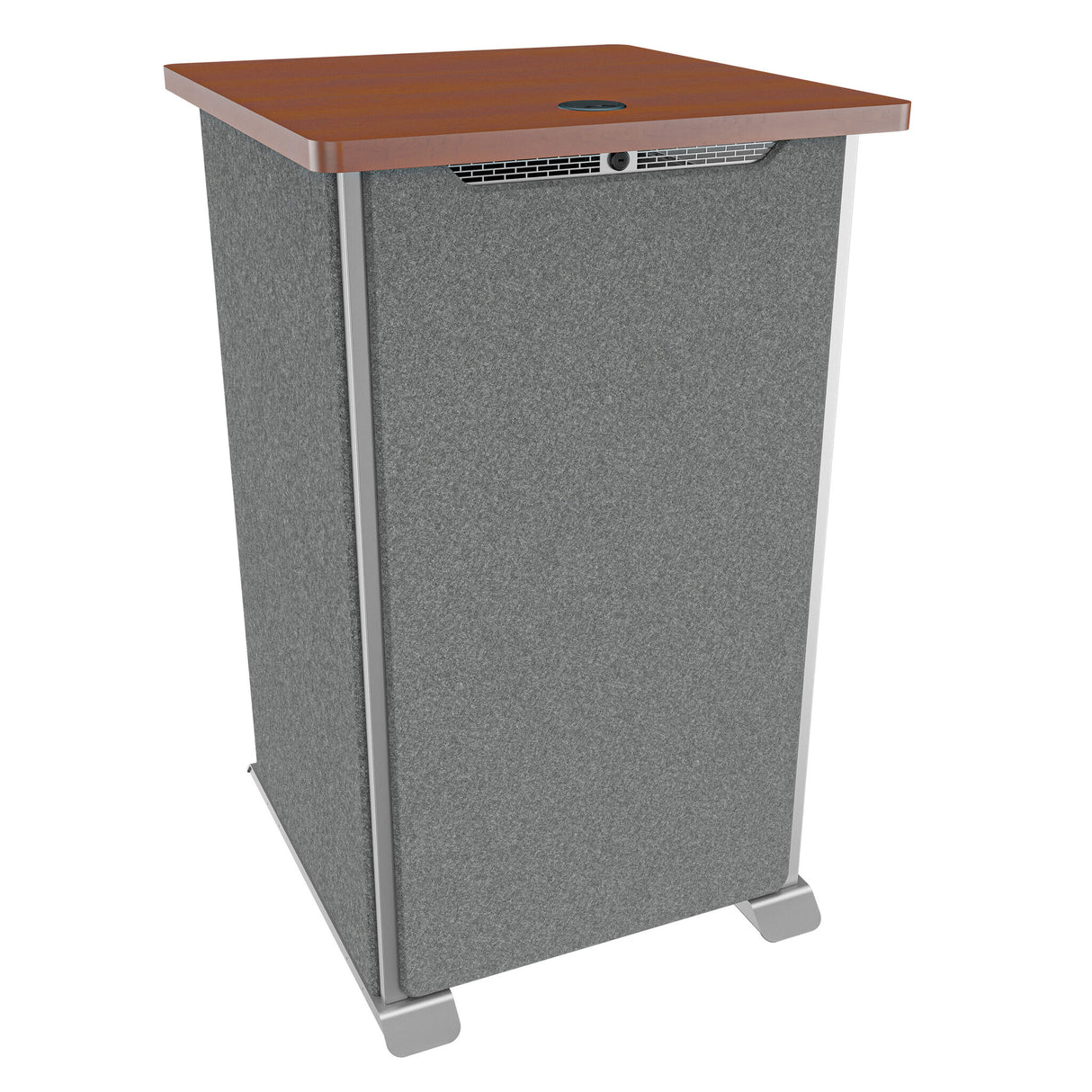 Middle Atlantic Forum ForumTM Side Cart Rack, 20RU, 27" Deep, Wilsonart® Biltmore Cherry, Magnesium Powdercoat, Charcoal Gray Felt