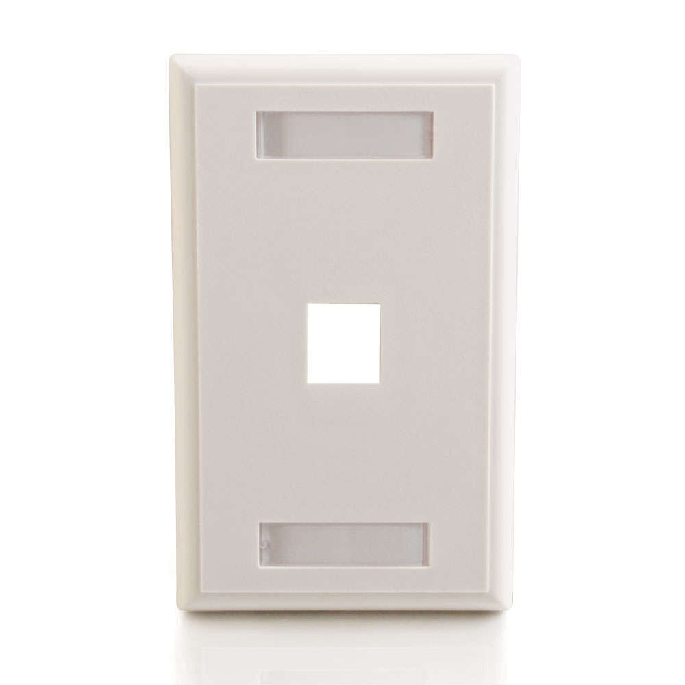 C2G One Keystone Single Gang Wall Plate - White