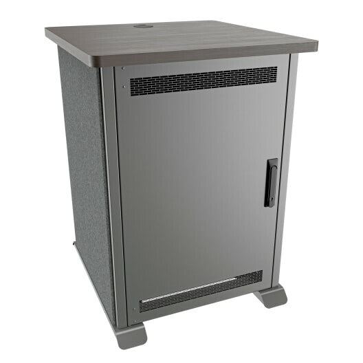 Middle Atlantic Products Forum Side Cart Rack, 16RU, 27" Deep, Wilsonart Asian Night, Graphite Powdercoat, Charcoal Gray Felt